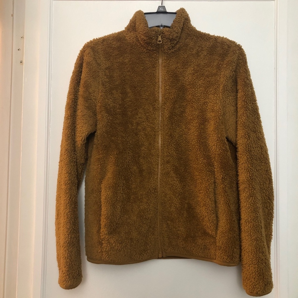 UNIQLO Youth TEDDY Jacket  Mock Neck Brown Size Small